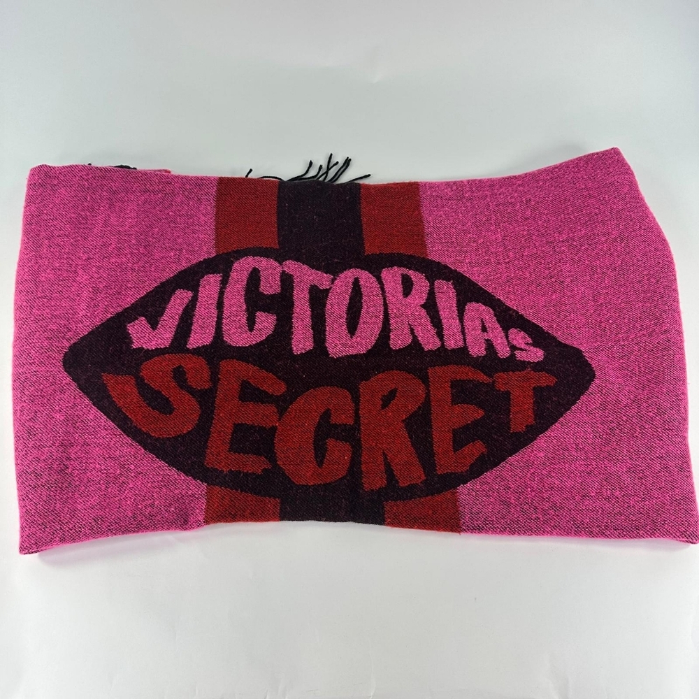 Victoria's Secret Red and Pink Throw Blanket/scarf Victoria Big Logo